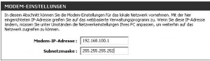 IP-Einstellungen im Modem