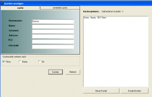 Kundenstamm - Suchmaske