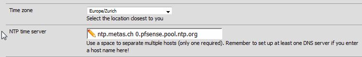Eintragen der NTP-Server