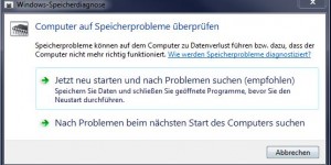 Programmfenster Computer auf Speicherprobleme prüfen